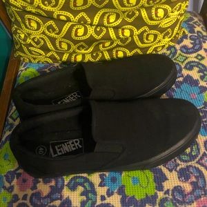 Black Leinier slip-on canvas skater shoes